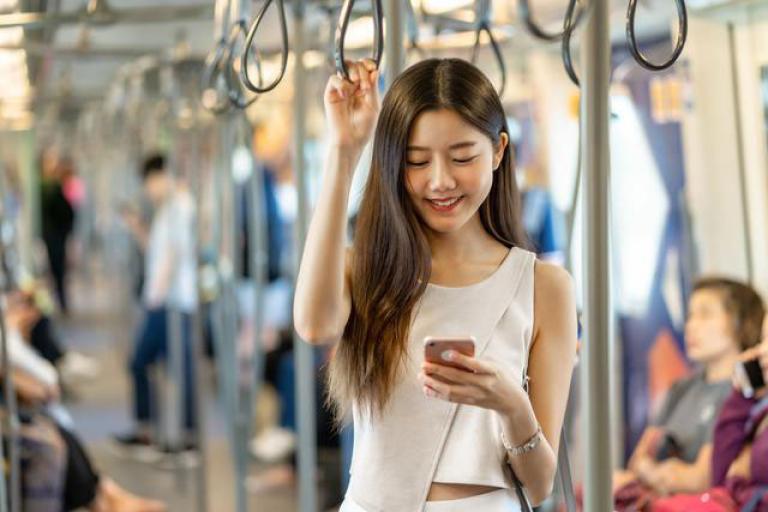 woman on train